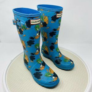 Hunter Peter Rabbit Kids Wellington Boots EU 34 Girl 4 Teal Blue Bunny Rain